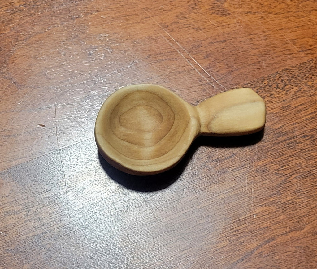 Hand Carved Button Scoop in Maple
