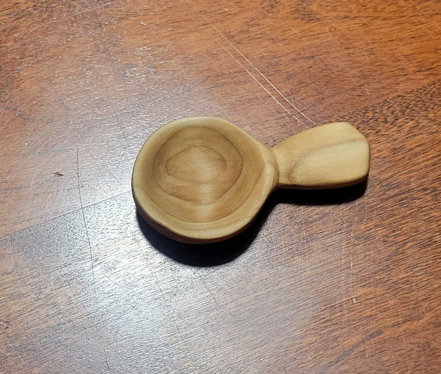 Hand Carved Button Scoop in Maple